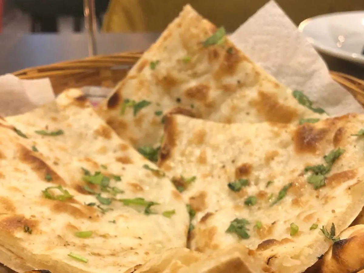 Garlic naan, fresh from the clay oven