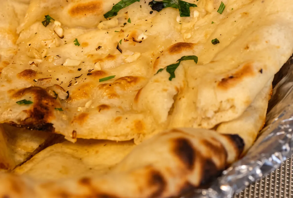 Fresh garlic naan from the tandoor